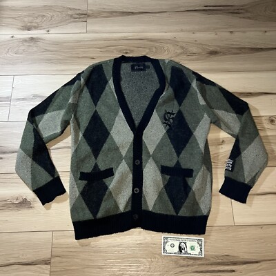 $300 MSRP Ksubi Men's Old Dollar Green Mohair Long Sleeve Cardigan Sweater Sz M