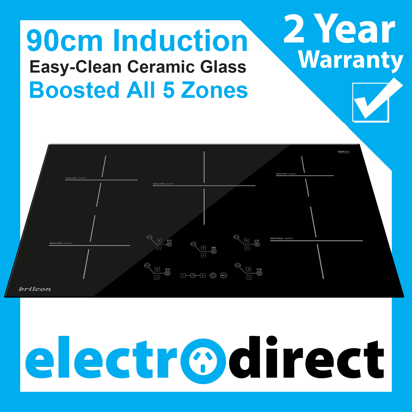 Electrolux Ehh9552xok Built In 90 Cm Induction Hob 5 Cooking Zones