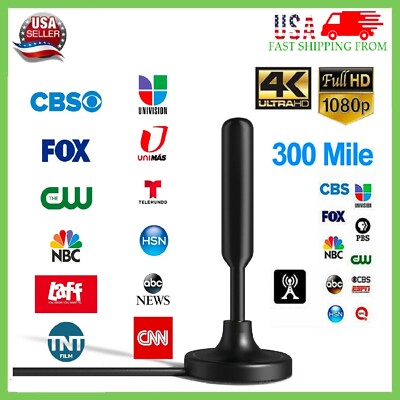 300 Miles Upgraded TV Antenna Digital HD Antenna Indoor HDTV 1080P 4K Long Range