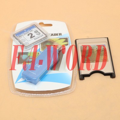   Parts 2GB CF Compact   card+CF-PCMCIA Adapter+SSK USB2.0 New reader #WD10*