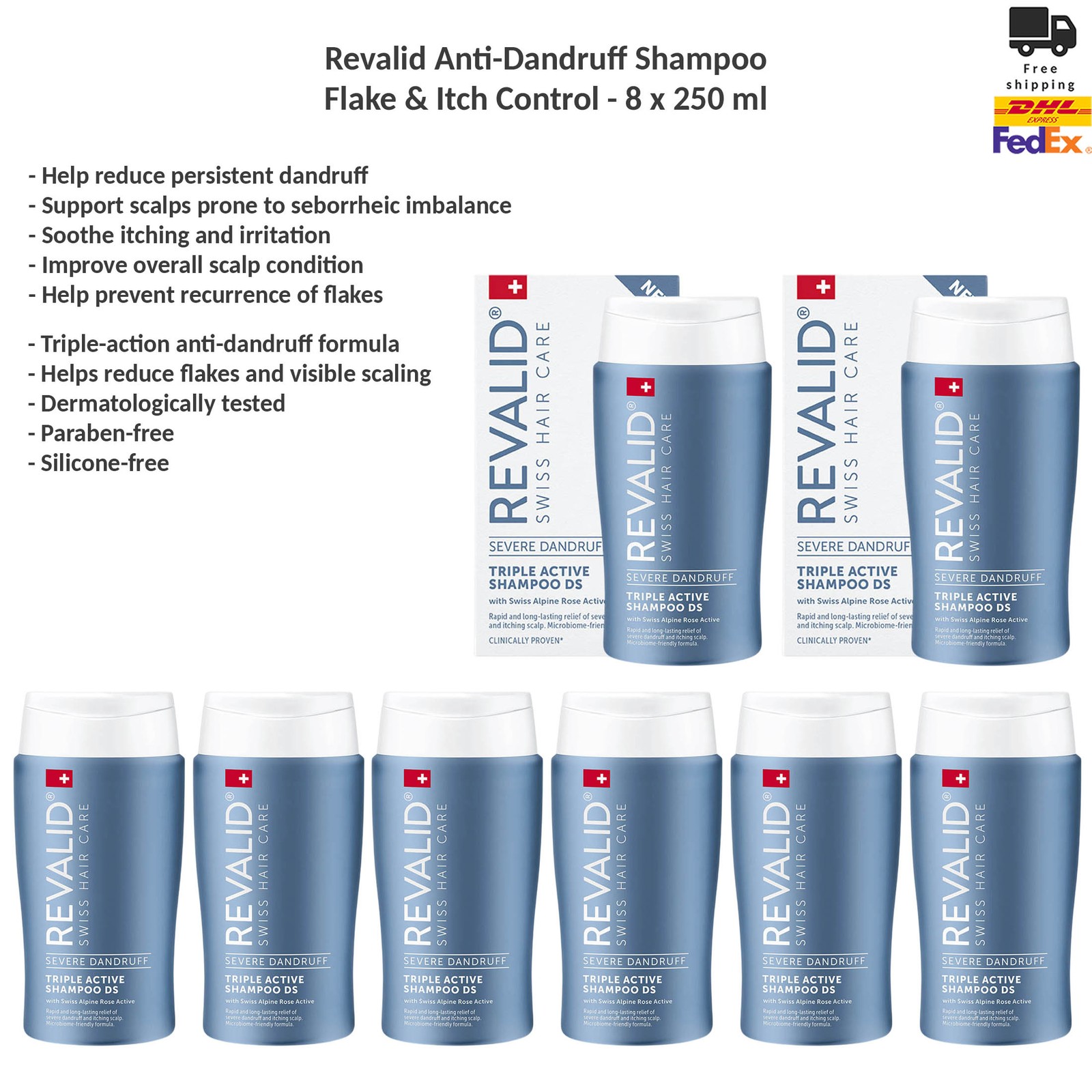 Revalid Triple Active Shampoo DS Advanced Anti-Dandruff & Scalp Care 8x150ml