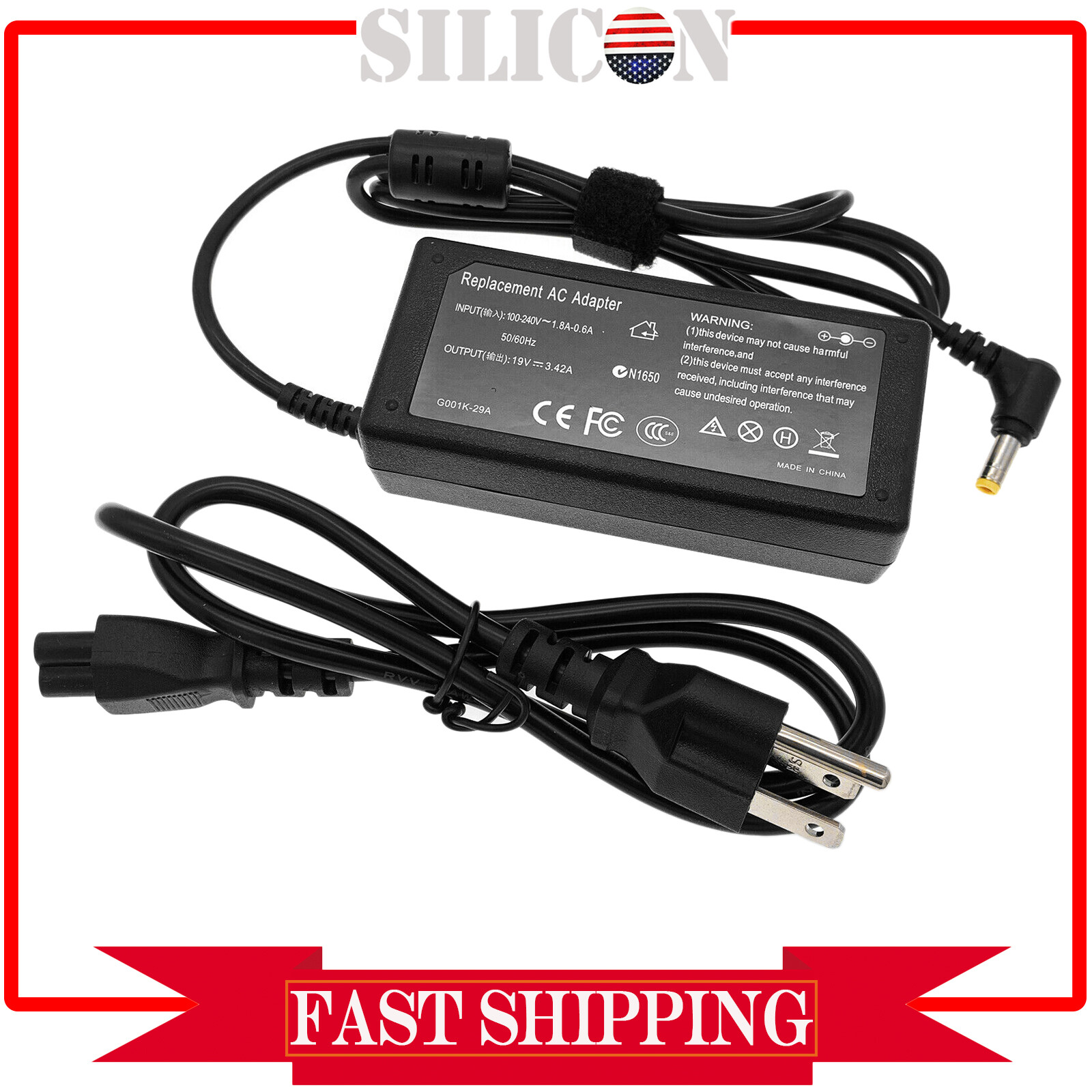 AC Adapter For Asus TUF Gaming VG24VQ VG249Q VG259Q VG259QM Monitor Power Supply