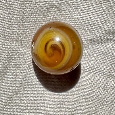 Vintage Amber Transitional MF Christensen MFC Marble, 0.67 in