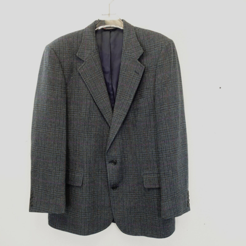 Woolrich Suit Mens Size 42 Blazer Single Breasted Gray Plaid Dress Work USA