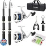 OLOLYAP Fishing Pole Combo Set 6.9ft 2PCS Telescopic Fishing Rod and Reel Combo with Fishing Pliers and Lip Gripper Collapsible Fishing Rod and Reel Kits for Bass