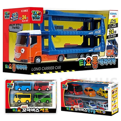 Tayo the Little Bus Long Carrier Car + Mini Bus 4ea + Friends 6ea TAYO CAR SET