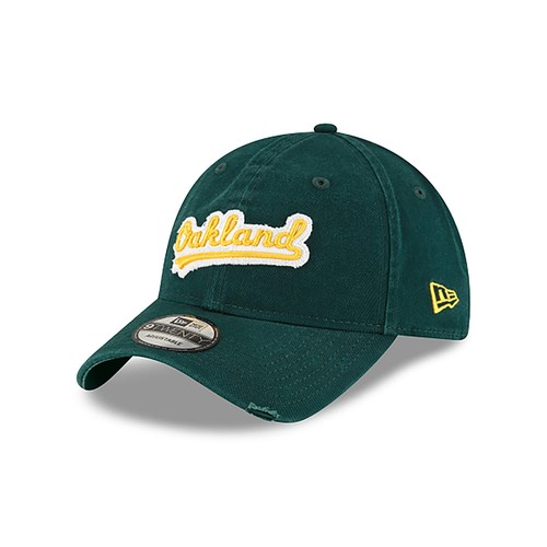 

[60003746] Mens New Era MLB Core Classic Distressed Patch 9Twenty - Oakland As, Dark green