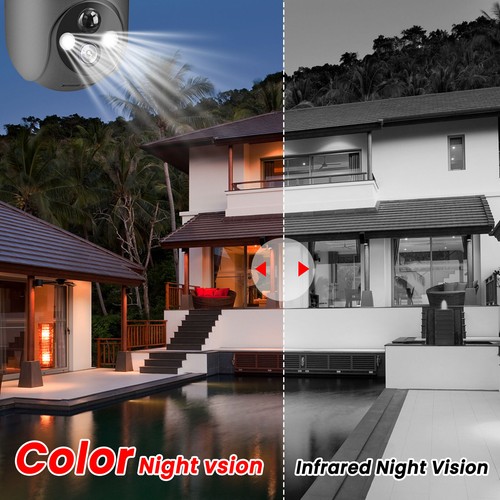 ANRAN Wireless Security Camera Outdoor Solar/Battery Home WiFi PIR 360°PTZ 2K HD