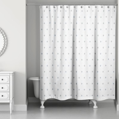 Creative Products Blue Plus on White 71x74 Shower Curtain