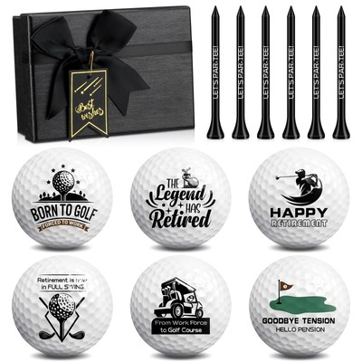 6 Pack Funny Retirement Gifts Golf Balls Set with 6 Pack Golf Tees for Dad Hu...