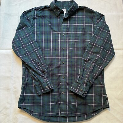 NEW LL Bean Traditional Fit Wrinkle-Free Cotton Kennebunk Plaid Sport Shirt MED