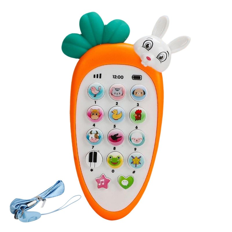 Baby Cell Phone Toddler Carrot Shape Phone Toys with Light and Sound Kids Gift