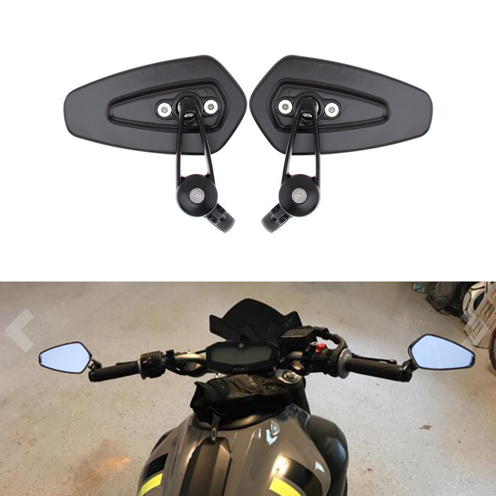 Black Motorcycle 7/8" Handle Bar End Mirrors For 2015 2016 2017 Yamaha
