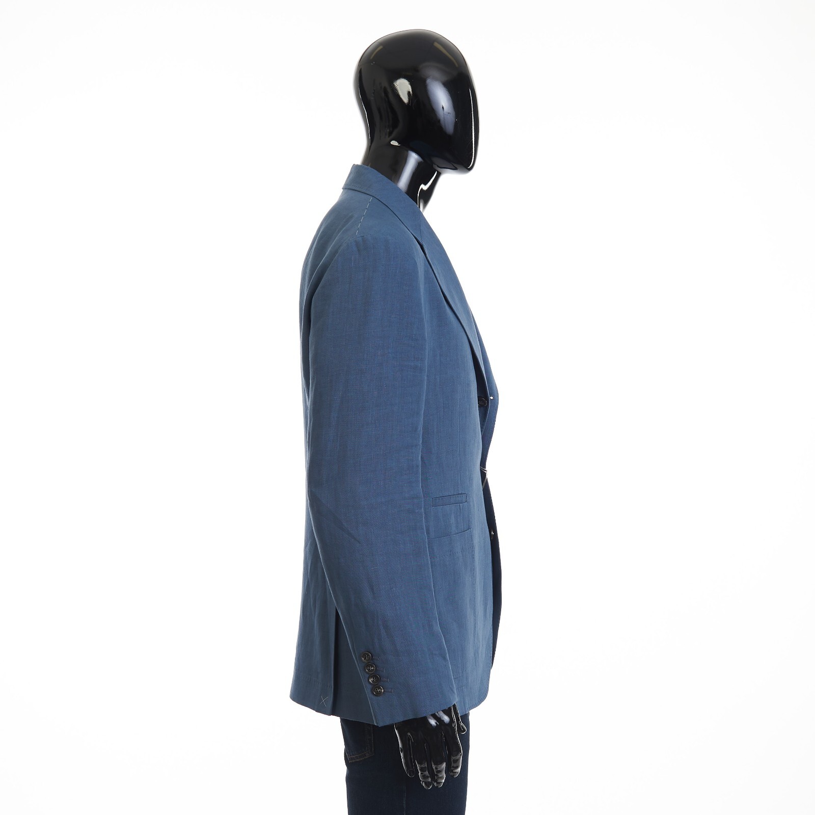Pre-owned Brunello Cucinelli 3895$ Deconstructed Blazer Jacket Patch Pockets Indigo Linen In Blue