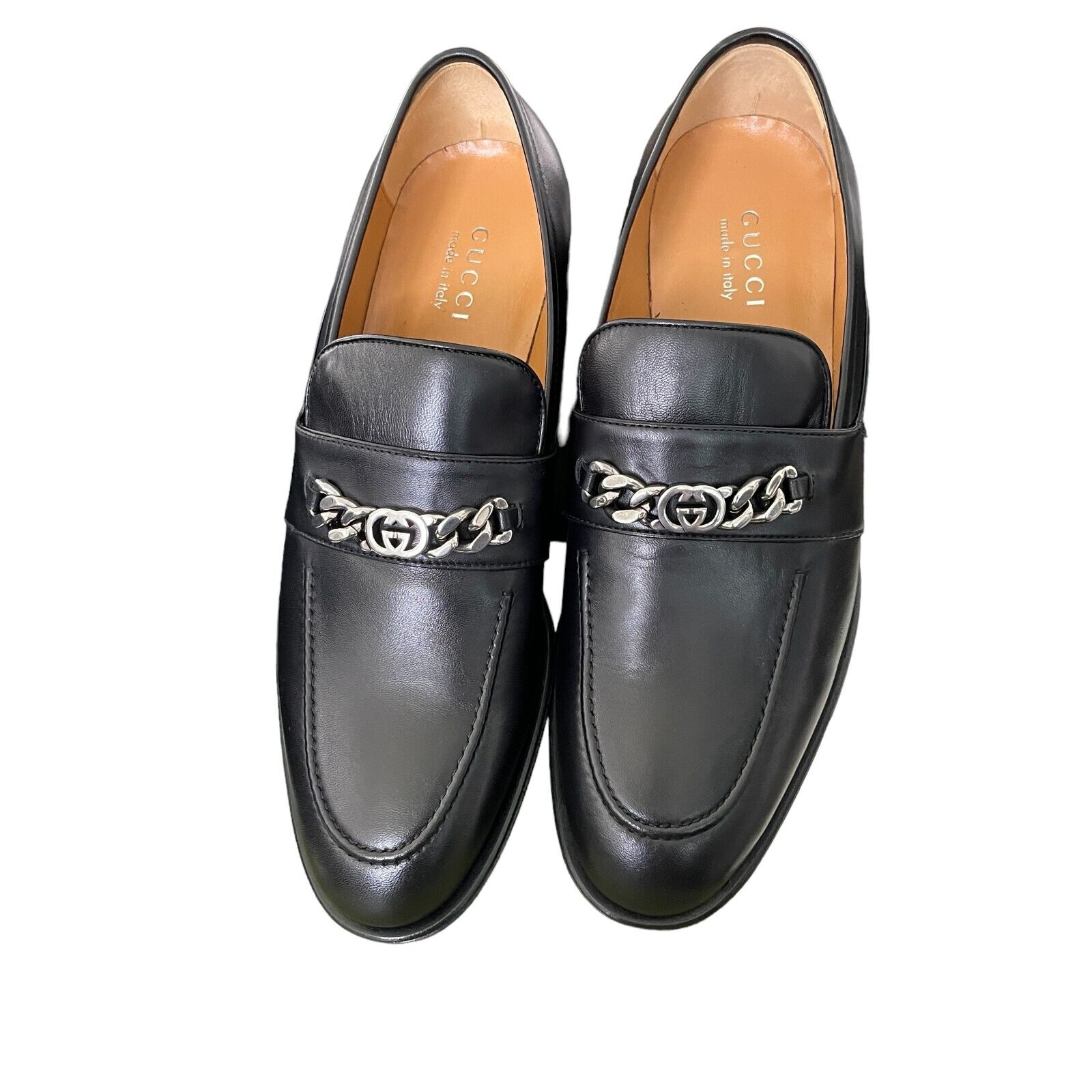 GUCCI Men's Chain Calf Black Leather Loafer, 739774, Gucci 7 GUCCI Men's Chain Calf Black Leather Loafer, 739774, Gucci 7