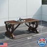 Outsunny 2-Person Wooden Garden Bench, Outdoor Wagon Wheel Porch Bench for Backyard Garden, Support 550 LBS, Rustic Country Style Patio Furniture, Brown