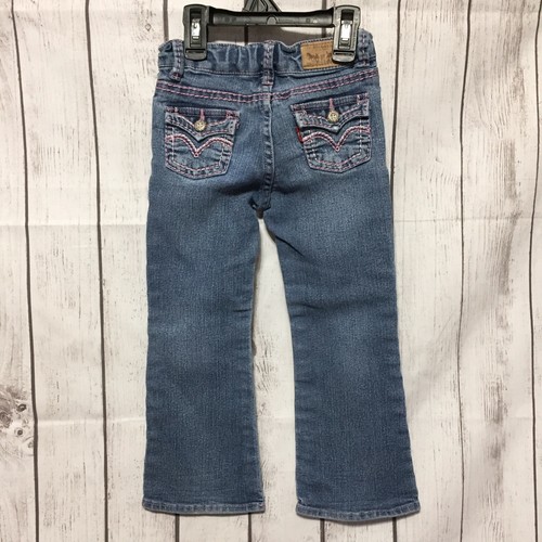 Levis Blue Jeans Size 4 Reg 3-4 Yrs Pink Thick Stitching Stretch Boot Cut