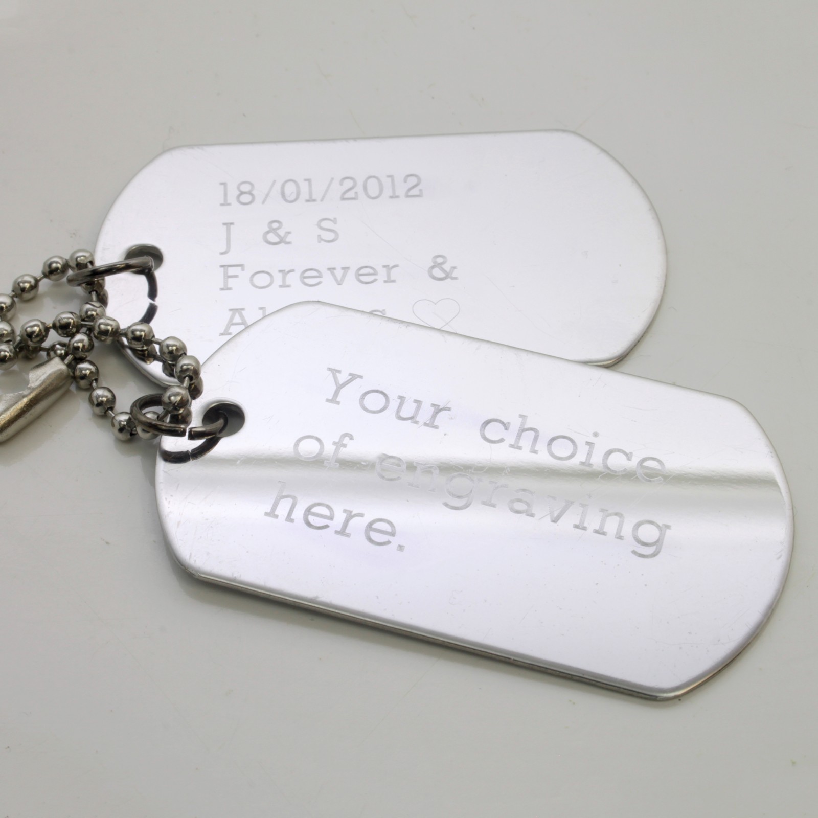 Personalised Engraved Text Stainless Steel Army Dog Tags Necklace ID