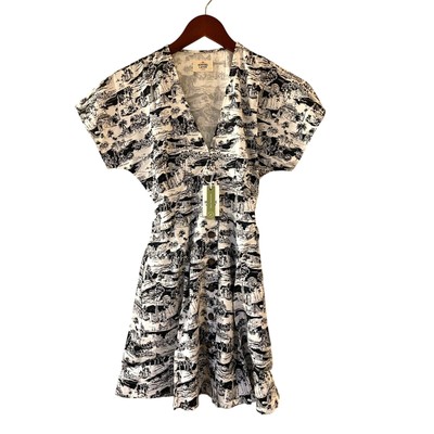 NWT Marine Layer San Francisco City Mini Dress Black and White Retail $128 sz XS
