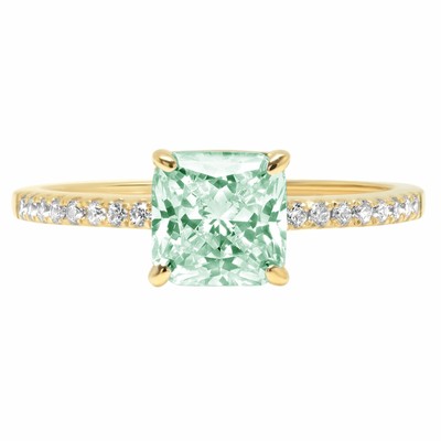 Pre-owned Pucci 1.66ct Asscher Cut Blue Moissanite Promise Bridal Designer Ring 14k Yellow Gold