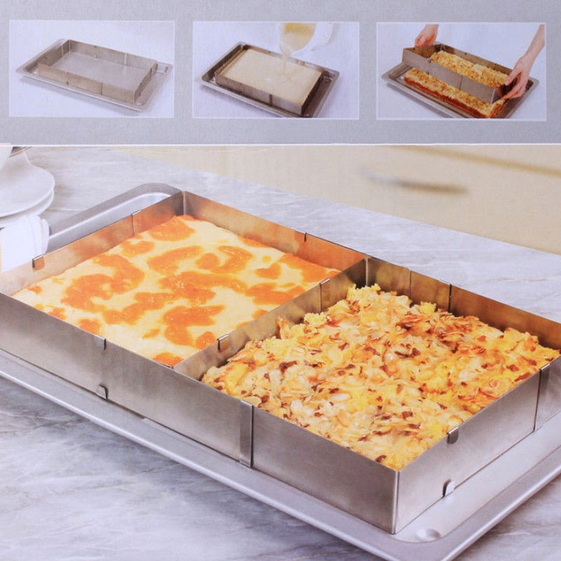 Edelstahl Verstellbar Backrahmen eckig Torten Kuchen Ring stufenlos