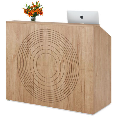 47'' Wood Reception Desk with Counter, Modern Front Desk Reception Room Table