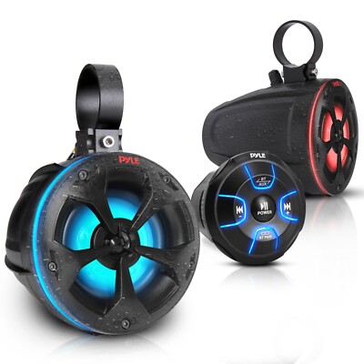 Pyle 4'' 800W Marine Grade Wakeboard Tower Speakers System w/BT, RGB & 800W
