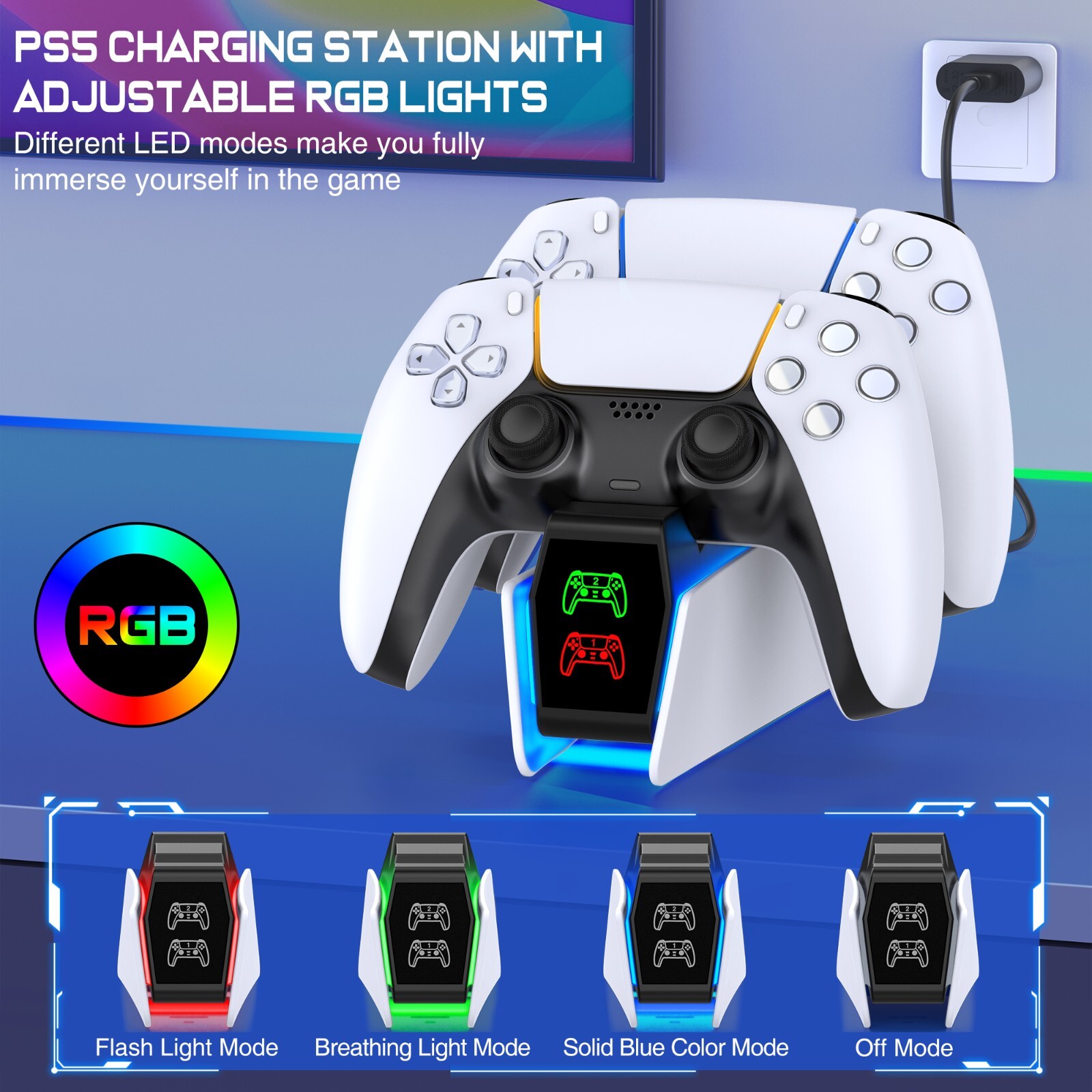 PS5 Controller Charger ,Dual Fast Charging Station for PlayStation5 DualSense US