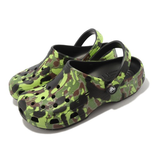 Мужские сандалии без шнурков Crocs Classic Spray Camo Clog Black Green 208261-001