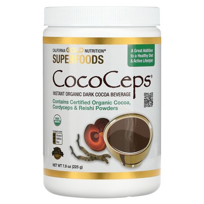 California Gold Nutrition CocoCeps Растворимый органический темный какао-напиток 7,93 унции