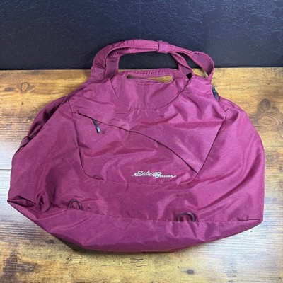 Eddie Bauer Maroon Nylon Large Duffle Travel Gym Bag Womens OS