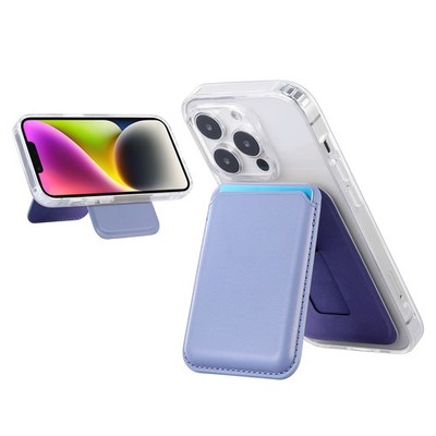 Light Purple Magnetic Card Holder Wallet with Adjustable Kickstand for iPhone