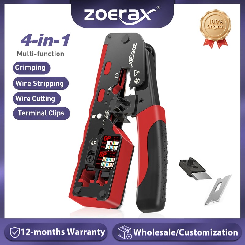 Crimpatrice RJ45 ZoeRax Pinza Rete Ethernet Cat6a Cat7 Spelafili Tagliacavi