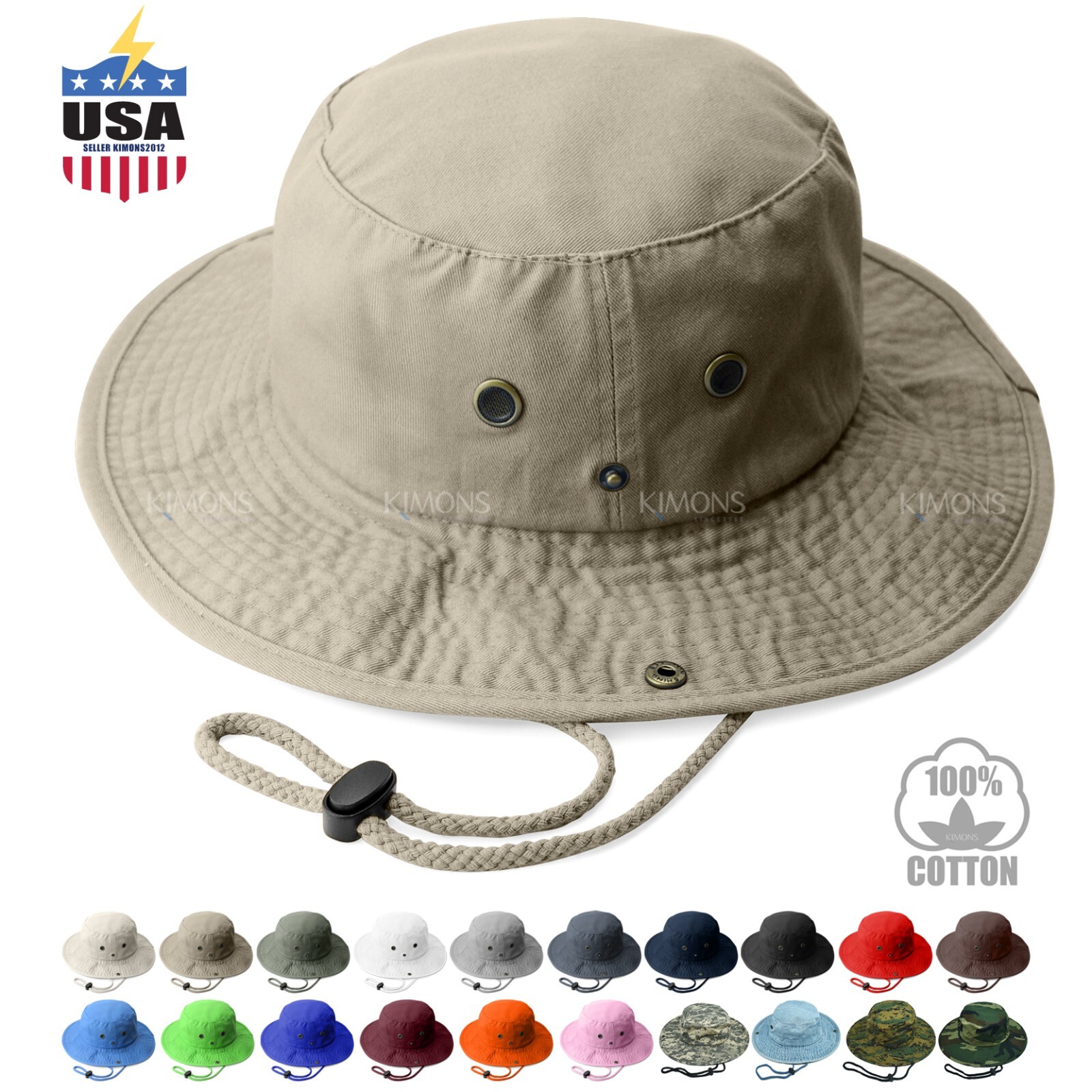 Cotton Fishing Camping Boonie Sun Wide Brim Summer Cap Sb