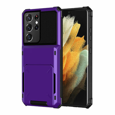 For Samsung Galaxy S24 S23 S22 S21 Note20 Wallet Credit Card Holder Armor Case