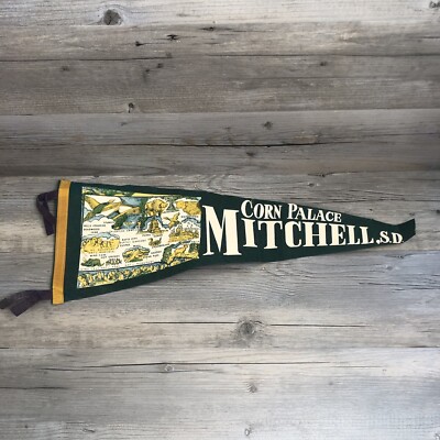 Corn Palace Mitchell S.D. Pennant VINTAGE ~23''x9'' Sturgis Sioux Falls Badlands