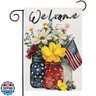 4th of July Patriotic Garden Flag 12x18 Inch, Summer American Floral Yard Flags for Outside, Double Sided for Outside Outdoor Burlap Independence Day Yard Flag Decoration
