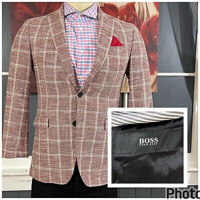 Hugo Boss Knit Blazer Mens 36S Short Cotton/Linen/Wool Sport Coat Jacket Slim