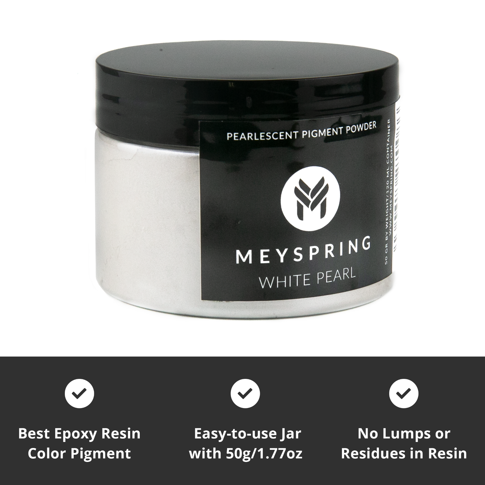 MEYSPRING White Pearl Mica Powder for Epoxy - Two Tone Resin Color Pigment 