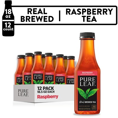 Lipton Pure Leaf Raspberry Iced Tea, Bottled Tea Drink, 18.5 fl oz, 12 Pack Bott