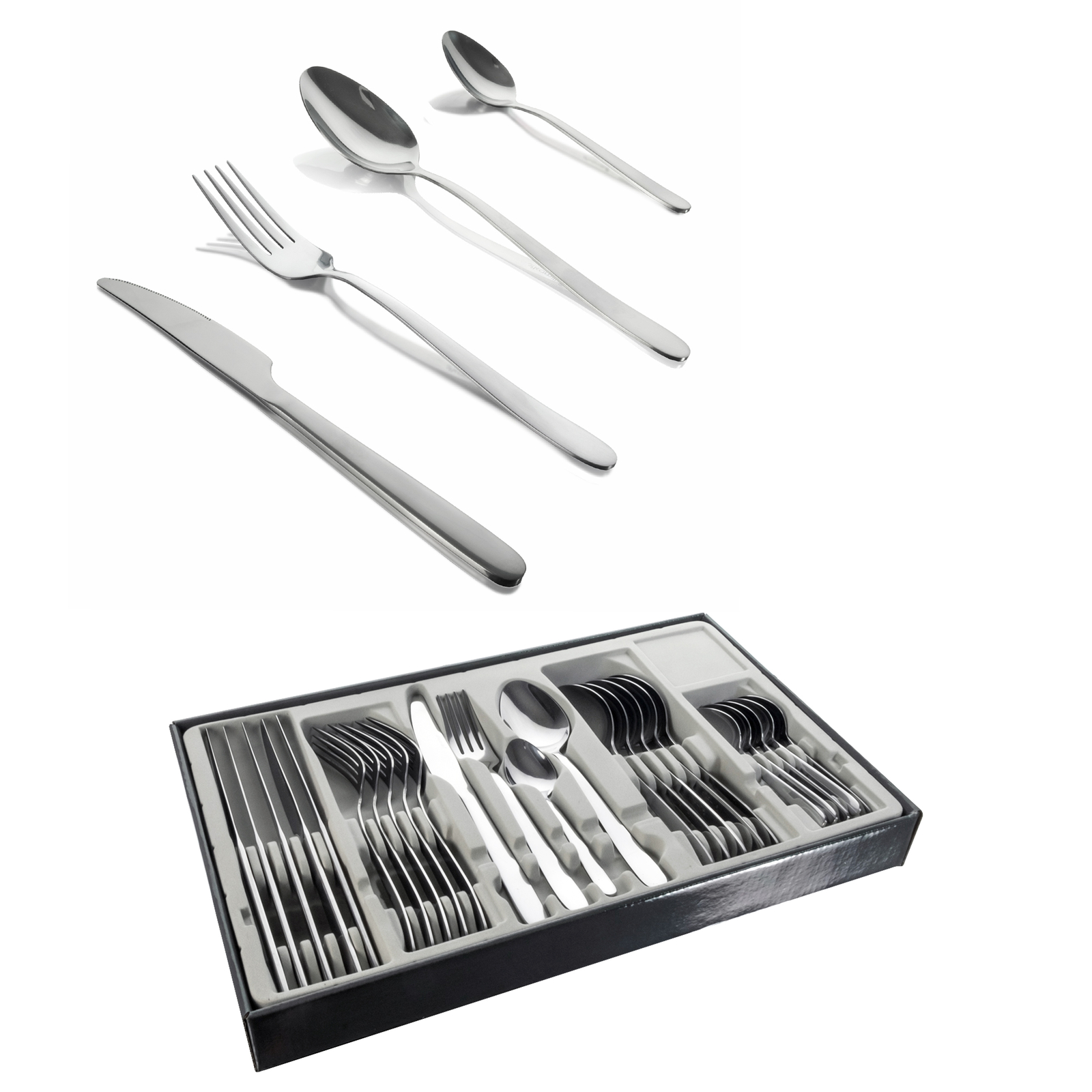 Besteckset 24 teilig Essbesteck Tafelbesteck Menü 6 Personen Edelstahl poliert