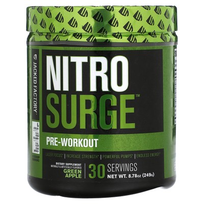 Nitro Surge, предтренировочный комплекс, зеленое яблоко, 8,78 унции (249 г)