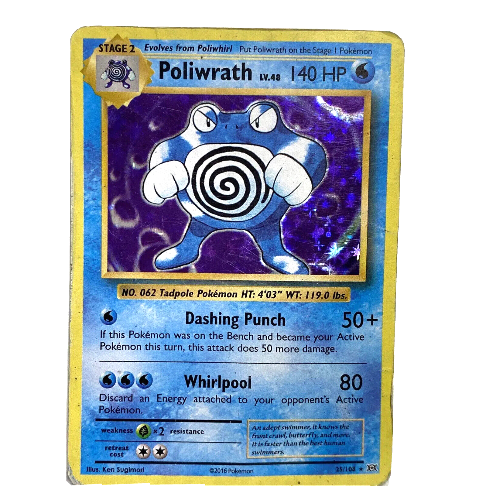2016 Poliwrath 25/108 Pokemon Card Holo 140HP Stage 2 Lv.48 2016 Poliwrath 25/108 Pokemon Card Holo 140HP Stage 2 Lv.48