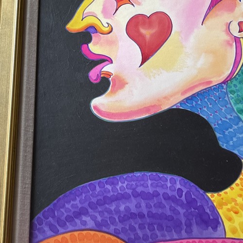 VINTAGE PORTRAIT PAINTING MODERNISM HEART MAN ILLUSTRATION EXRESSIONIST COLORFUL