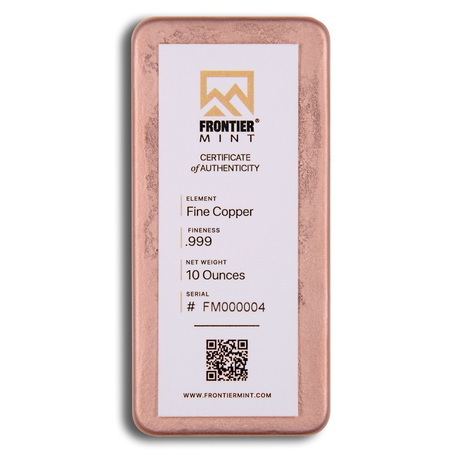 10 AVDP oz Copper Bar .999 Fine Frontier Mint Sealed With COA | eBay