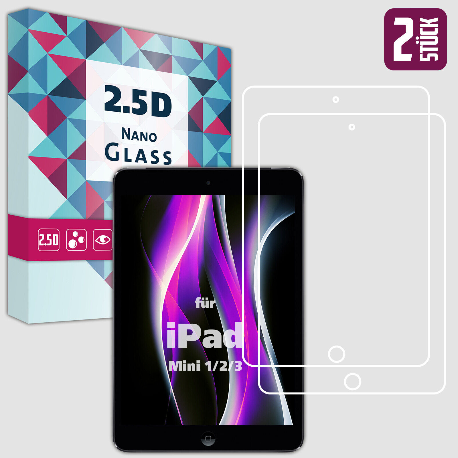 2x Panzerfolie für iPad Mini 1 2 3 Displayschutz Folie Panzer Schutz Glas