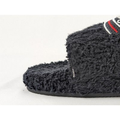 Pre-owned Balenciaga Soft Towel Material Furry Slide In Black/white/red / Q.2 Size 44