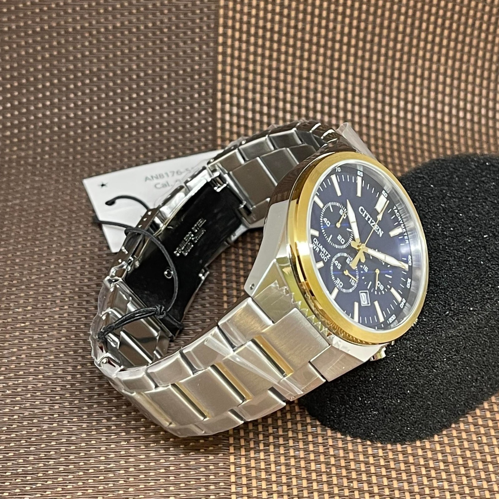 Pre-owned Citizen An8176-52l Quartz Chronograph Blue Analog Gold Tone Men's Casual Watch
