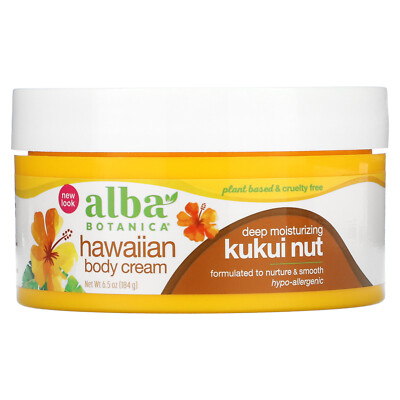 Alba Botanica Body Cream Kukui Nut 6 5 oz 180 g Hypoallergenic, Not Tested on