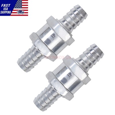 2pcs 12mm 1/2'' Fuel Non-Return One Way Check Valve Petrol Diesel Oil Aluminum